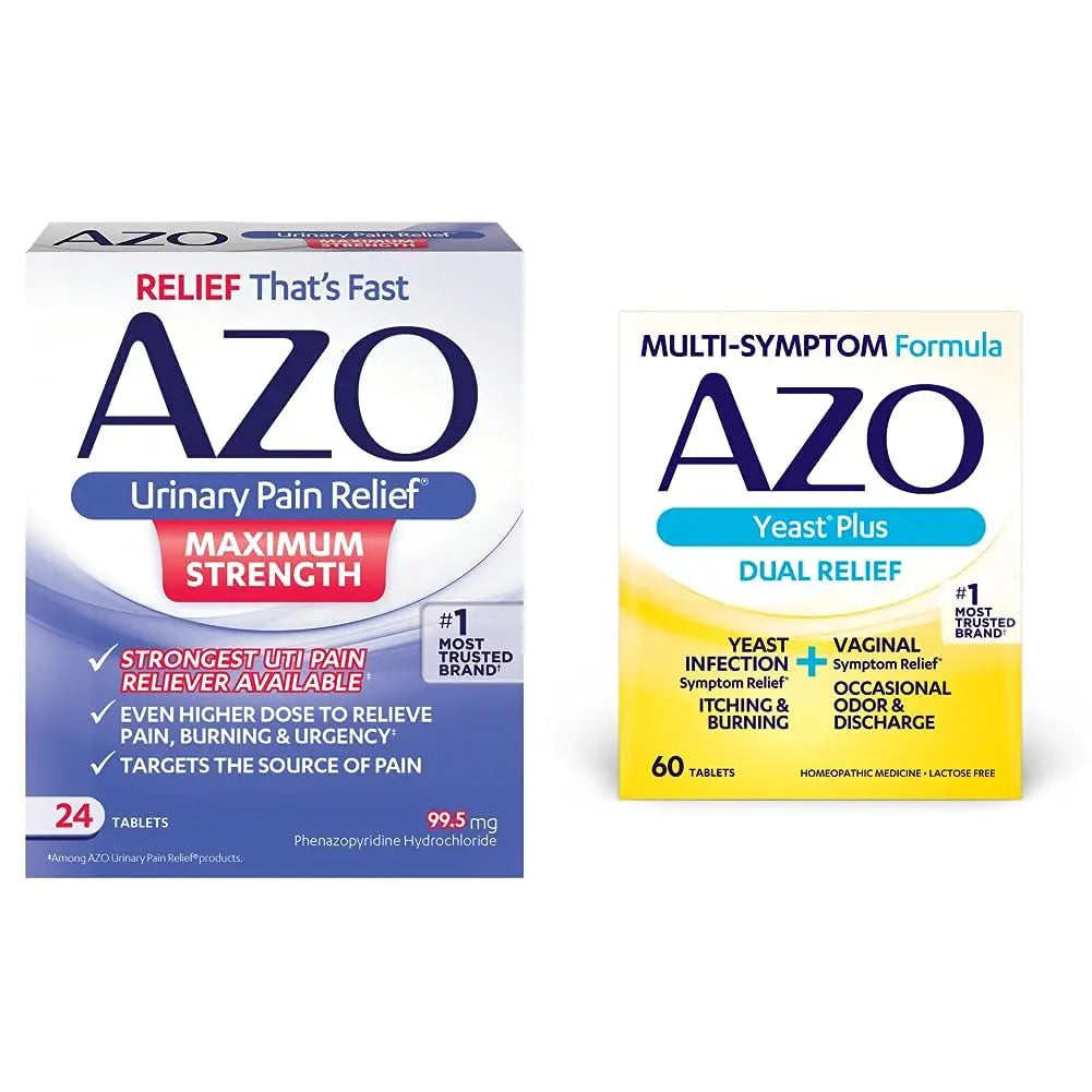 AZO Urinary Pain Relief Maximum Strength (24 Count) Fast Relief of UTI Pain, Burning & Urgency Yeast Plus AZO Au supplements