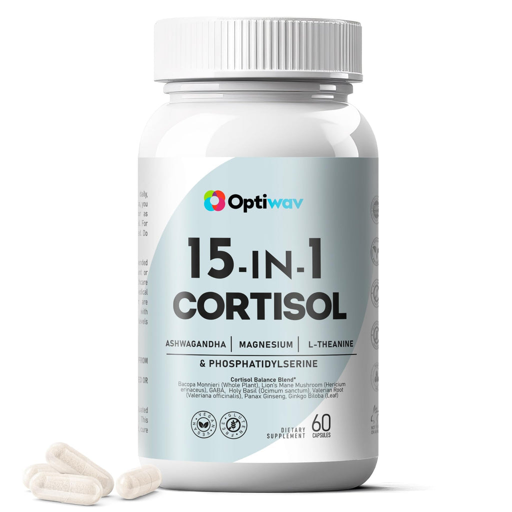 Optiwav Cortisol Detox Supplement for Women Men - Control & Lowering High Cortisol Level - Balance Calm Stress Relief Cleanse Adrenal Health Support - Magnesium Ashwagandha Cortisol Blocker Reducer Optiwav Au supplements