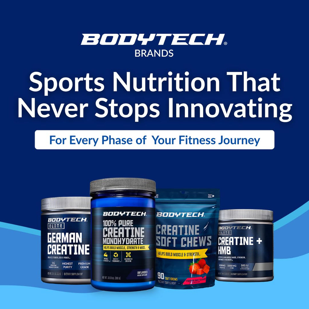 BodyTech Creatine Monohydrate Powder, Unflavored Micronized Creatine Formula for Men and Women, 5g per Serving, Pre Workout & Post Workout Supplement