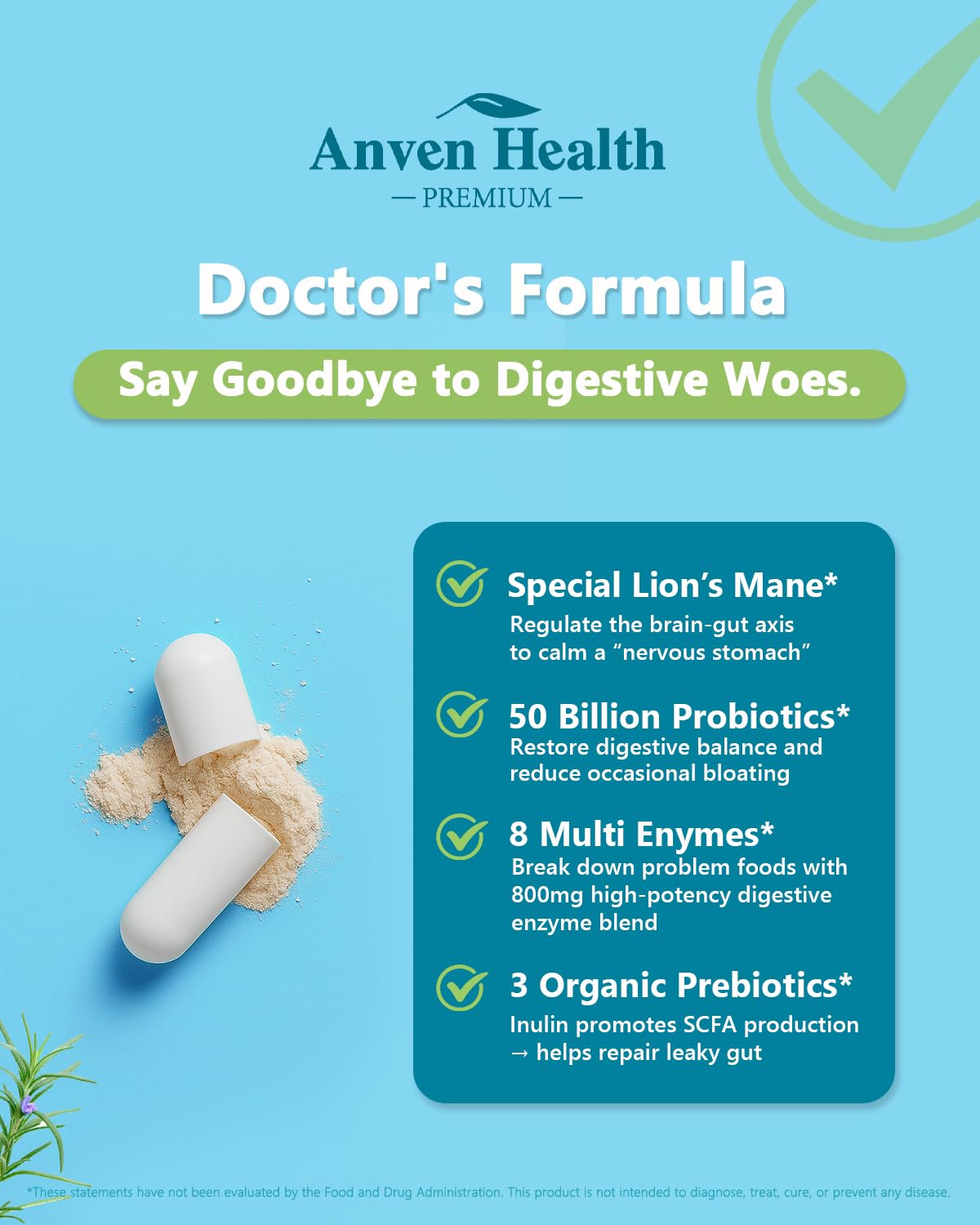 Anven Health 800mg Digestive Enzymes for Men and Women with Probiotics & Prebiotics, 8 Key Enzymes, Protease, Amylase & Lipase | 180 Capsules - A 60-Day Supply for Bloating & Gas Relief - Non-GMO Anven Health Au supplements