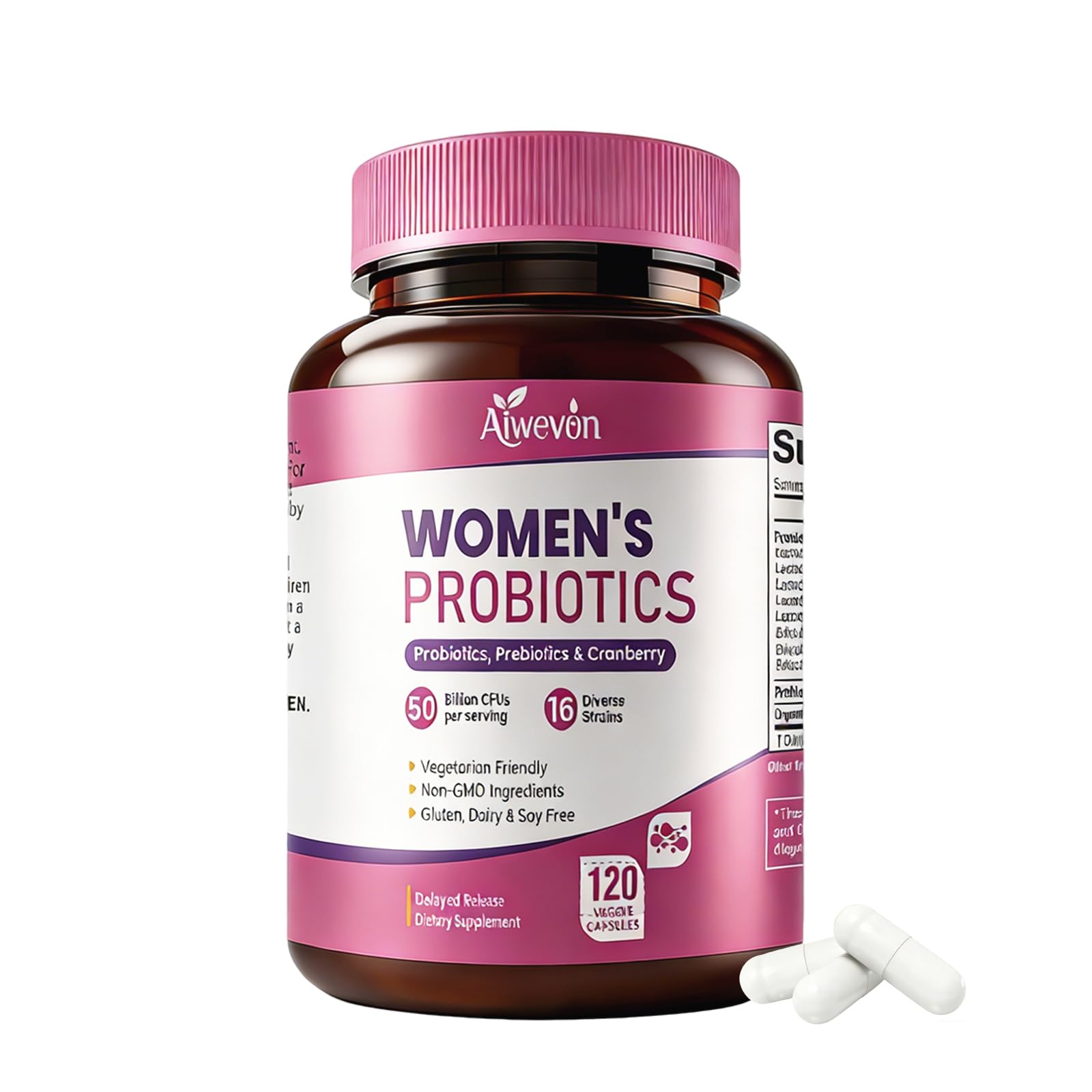 Women Probiotics 50 Billion CFU: Probiotics for Women with Prebiotics & Cranberry, 16 Strain Probiotic Supplement for Digestive Gut Health, Vaginal & Urinary Tract Support