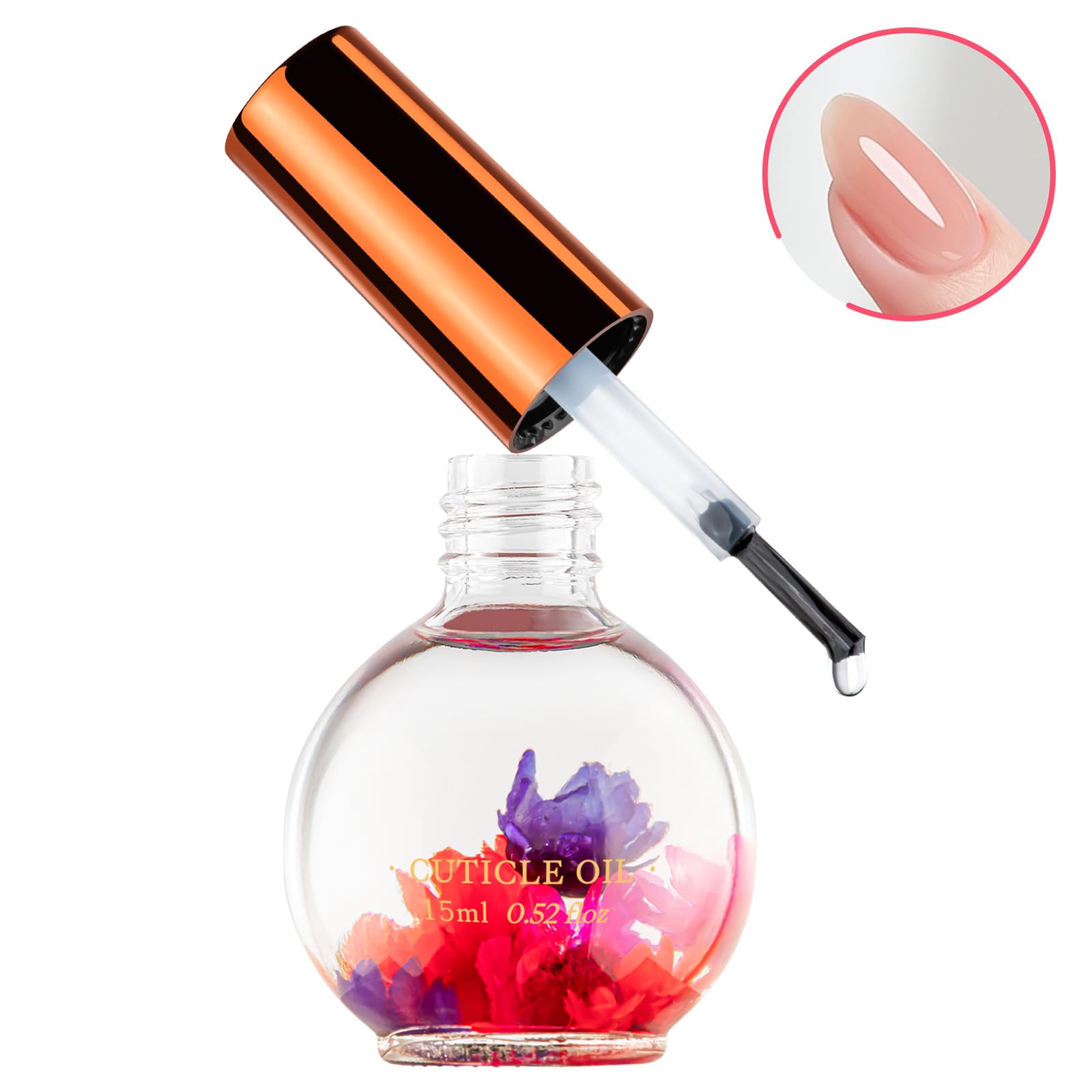 JIASHENG Cuticle Oil, Scented Cuticle Nail Oil Infused with Real Flowers, Hydrates, Moisturizes, Strengthens, Repairs