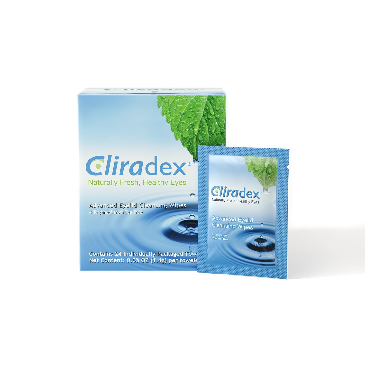 Cliradex Towelettes - Natural Face, Eyelash & Eyelid Cleanser - Wipes for Demodex, Blepharitis, Mgd and Red Irritated Eye Lid