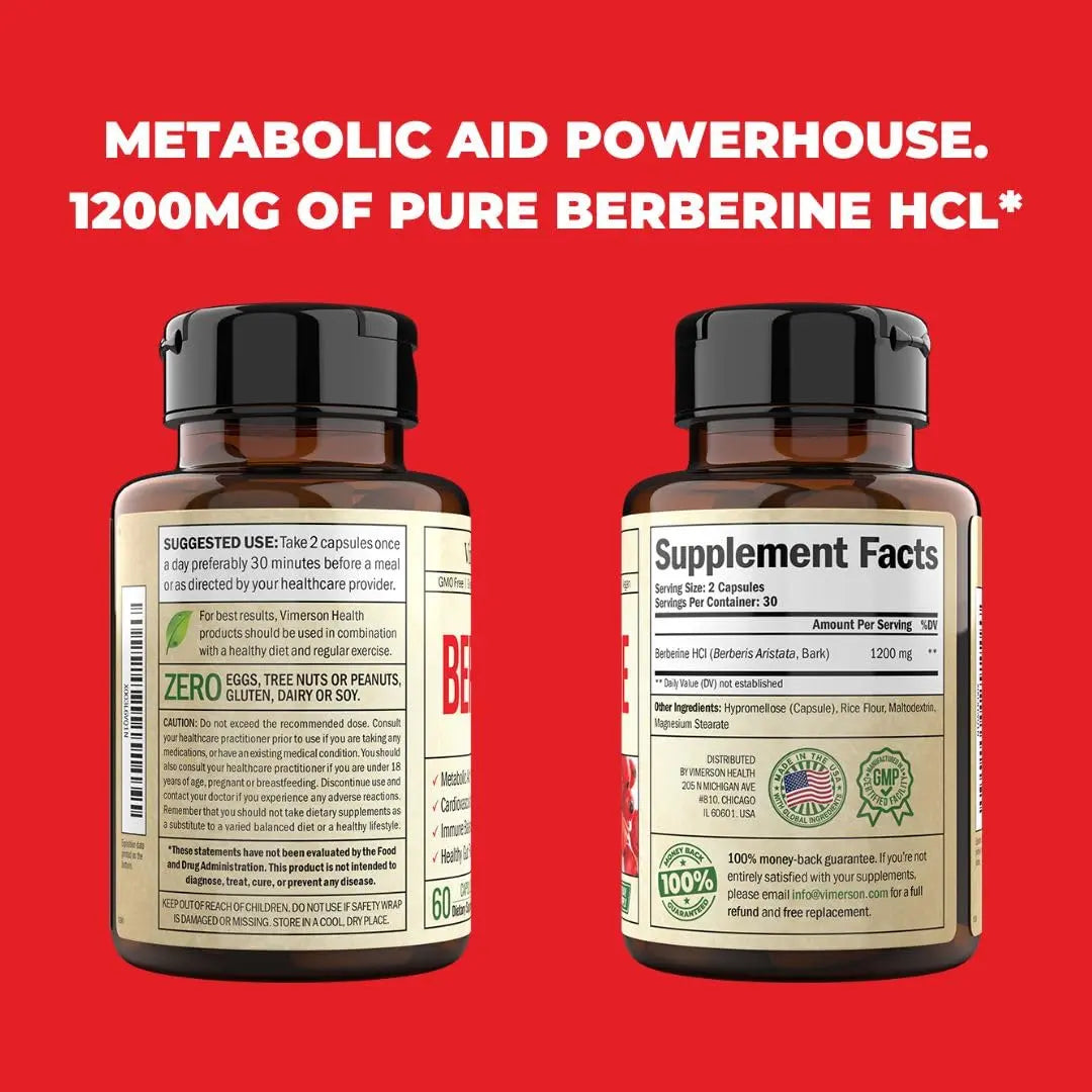 Vimerson Health Berberine Supplement with 3rd Party Tested Berberine 1200mg Per Serving Vimerson Health Au supplements