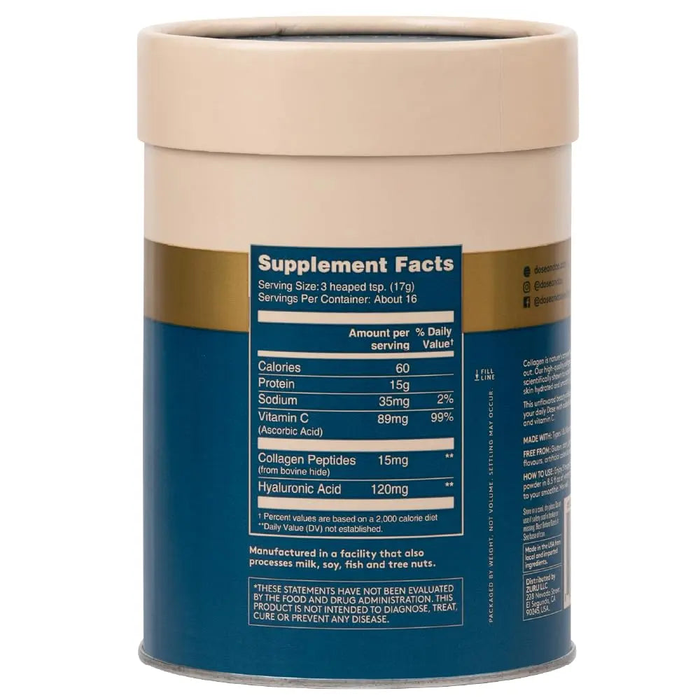 Dose & Co Beauty Collagen with Hyaluronic Acid and Vitamin C, Unflavoured - 255g Powder Supplement DOSE & CO Au supplements