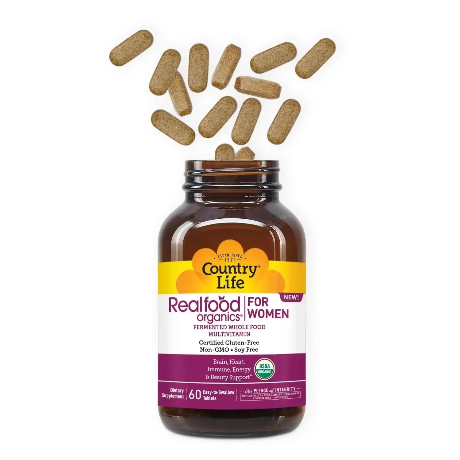 Country Life Realfood Organics Women’s Multivitamin – USDA Organic, Vegan, Gluten-Free – 1,300mg Fermented Whole Foods, Vitamins D, E, B, Folate & Biotin Country Life Au supplements