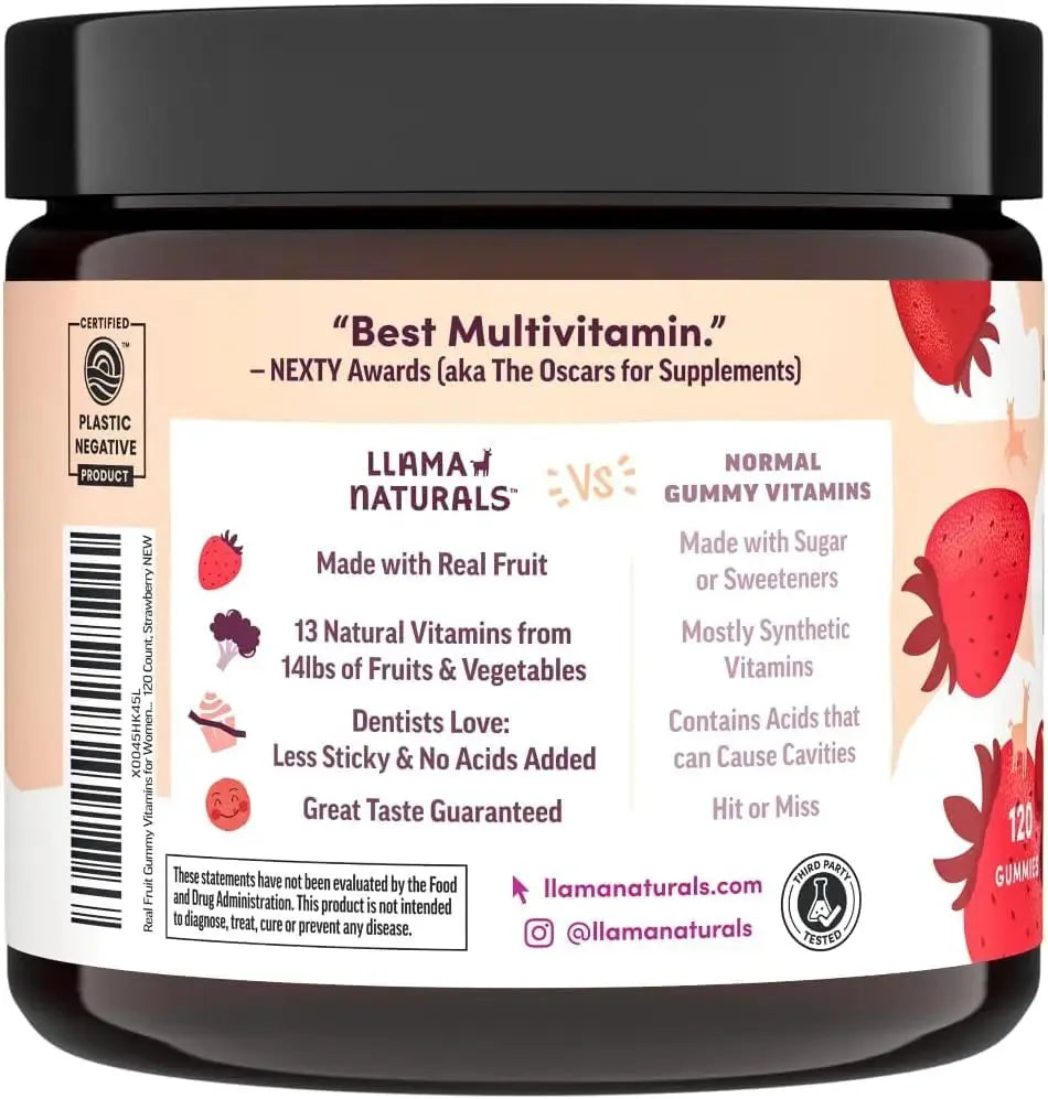 Llama Naturals Multivitamin for Women, Vegan, Organic Gummies with Vitamin D, C and K, Women's Real Fruit Gummy Vitamins Llama Naturals Au supplements