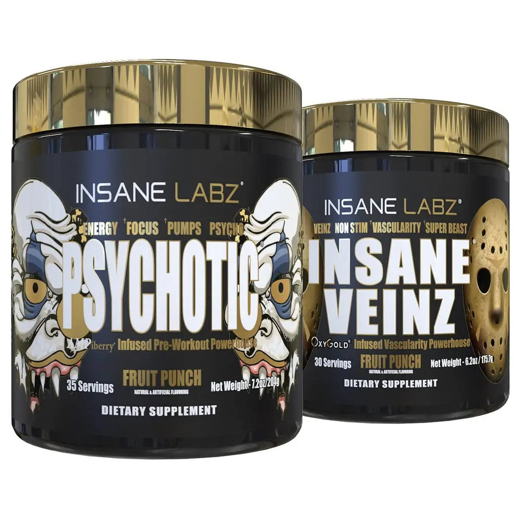 Insane Labz Psychotic Gold and Insane Veinz Gold Pre Workout Nitric Oxide Booster Stack Insane Labz Au supplements