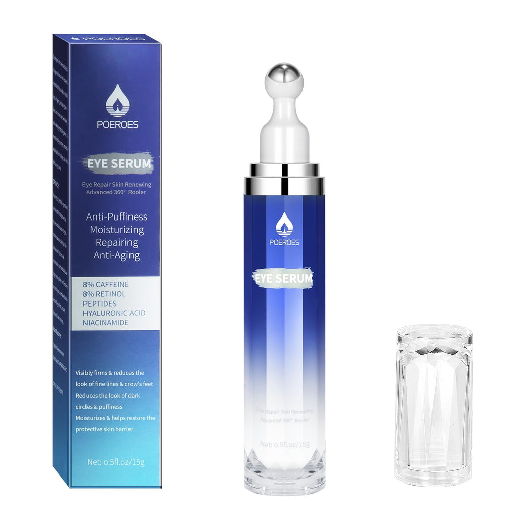 Eye Serum with 8% Caffeine 8% Retinol Hyaluronic Acid Niacinamide peptides for Puffy Bags Fine Lines Dark Circles Wrinkles