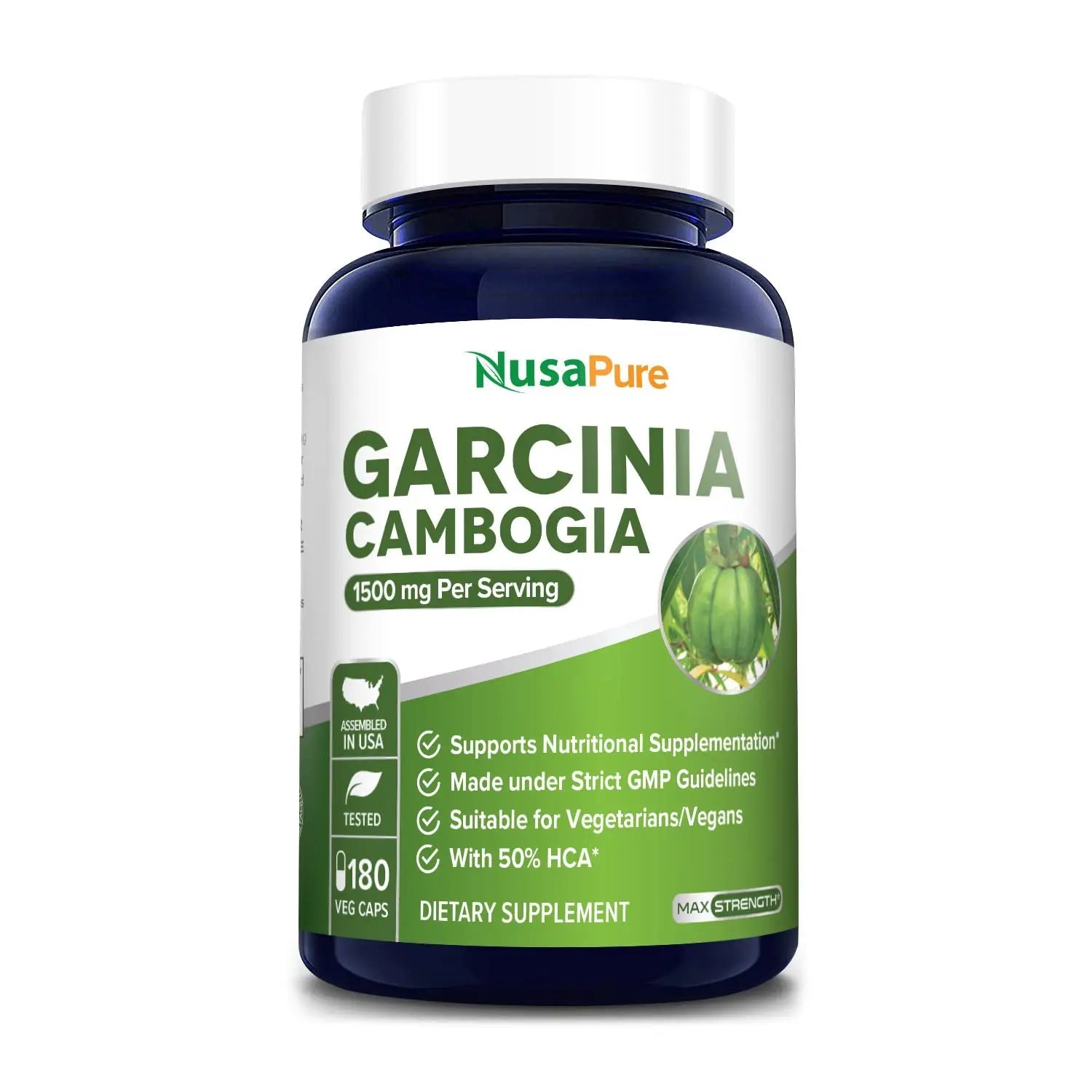 Garcinia Cambogia 180 Veggie Caps 1500mg (Vegetarian, Natural, Non-GMO & Gluten Free) NusaPure Au supplements
