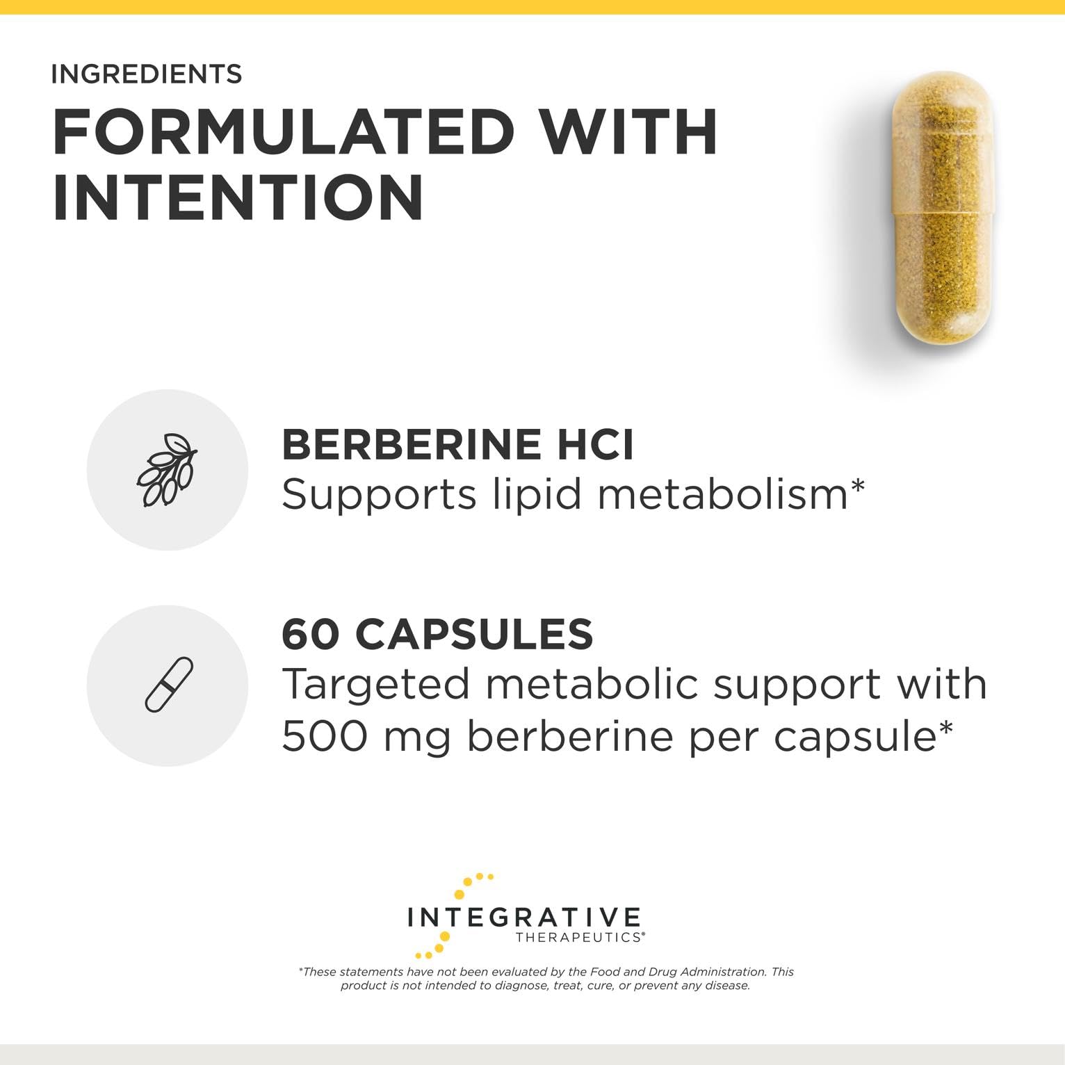 Integrative Therapeutics Berberine - Supports Metabolic Health & Cellular Energy Metabolism - Practitioner-Trusted Quality - Dairy-Free & Gluten-Free