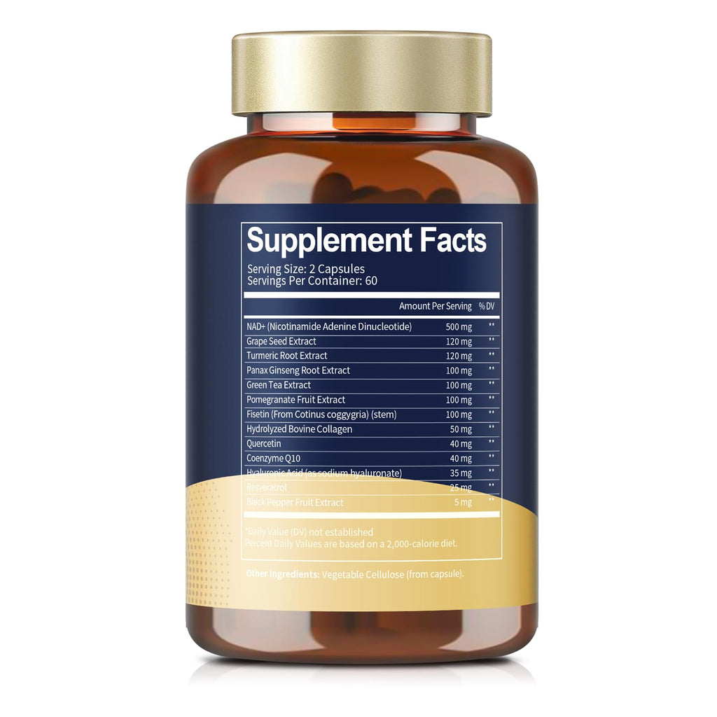 Totaria NAD Supplement for Women Men with nicotinamide riboside resveratrol,Quercetin, Betaine Boost NAD+ Levels NAD Plus Supplement for Anti Aging, Energy, Immune, Focus 120 Capsules Totaria Au supplements