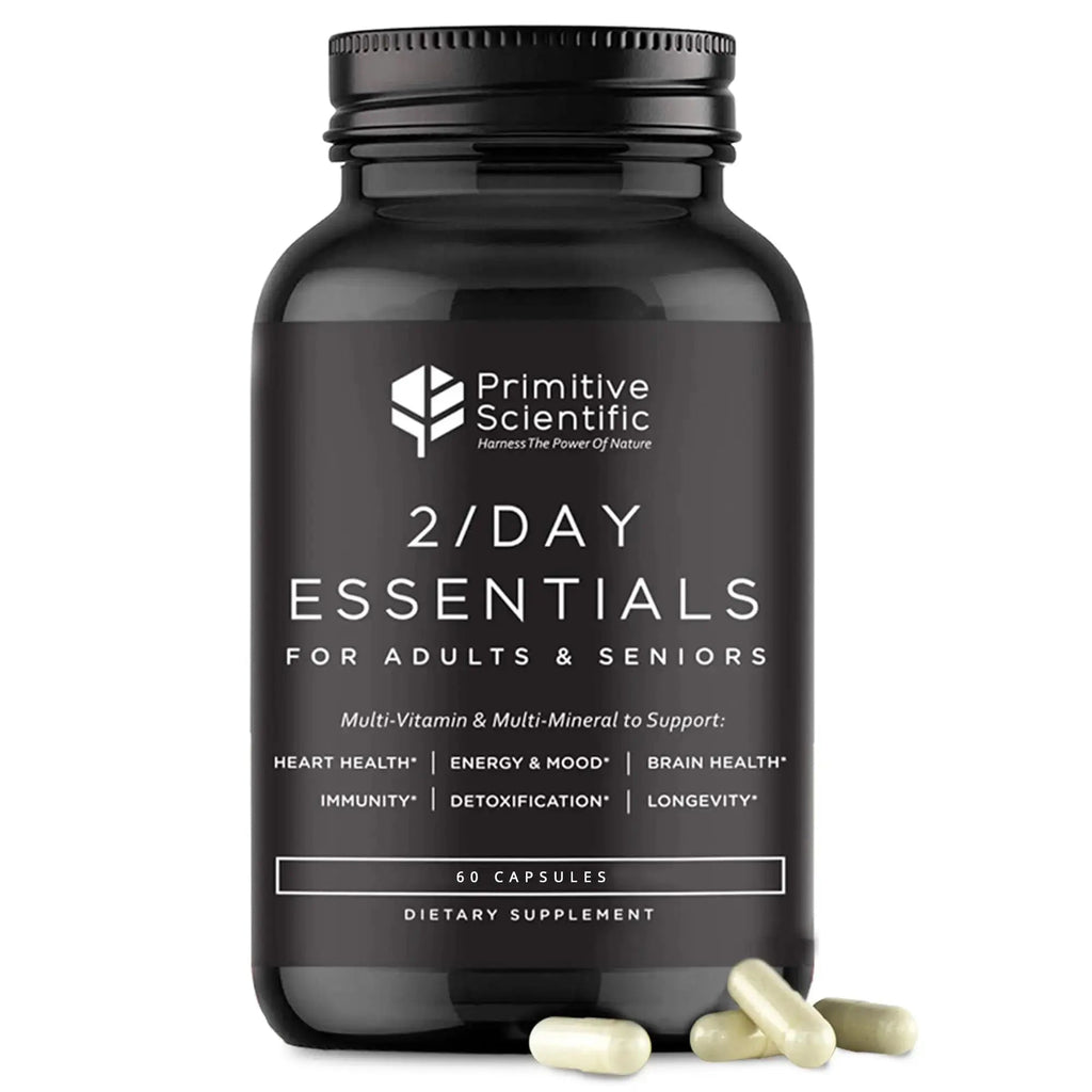 Primitive Scientific Whole Food Daily Essential Multivitamins for Adults and Seniors - 2X a Day - Vitamin A, C, D, E, B12 and Minerals Primitive Scientific Au supplements