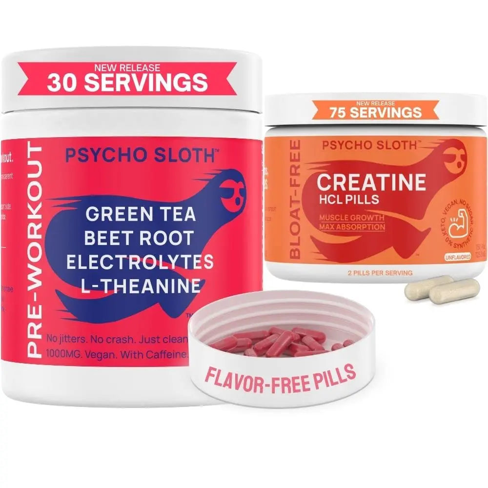 Pre Workout Pills and Creatine HCL Pills Bundle - Endless Energy, Muscle Growth, Endurance Goba Tea Au supplements