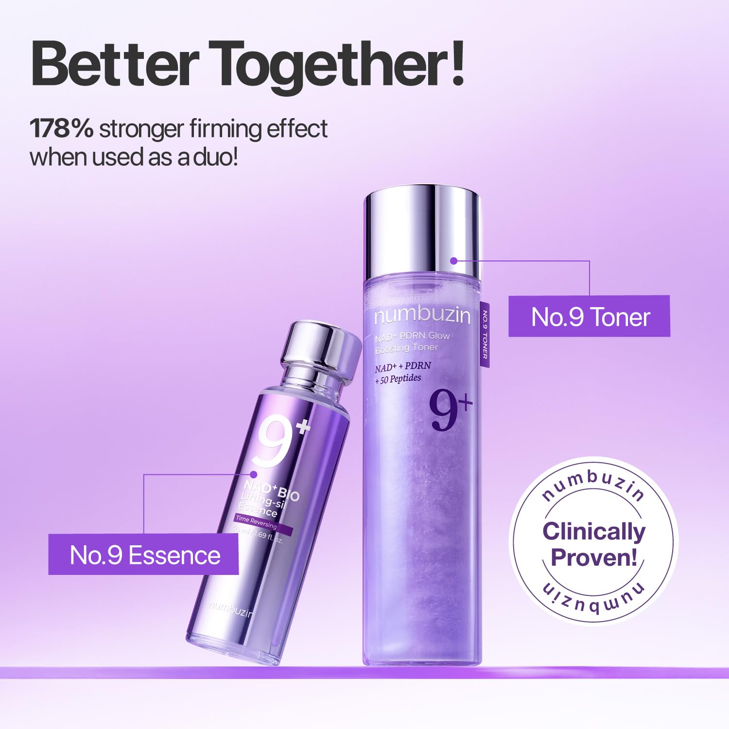 numbuzin No.9 NAD+ Salmon PDRN Glow Boosting Toner, Hydrating & Firming Toner for Wrinkles, Fine Lines & Dull Skin