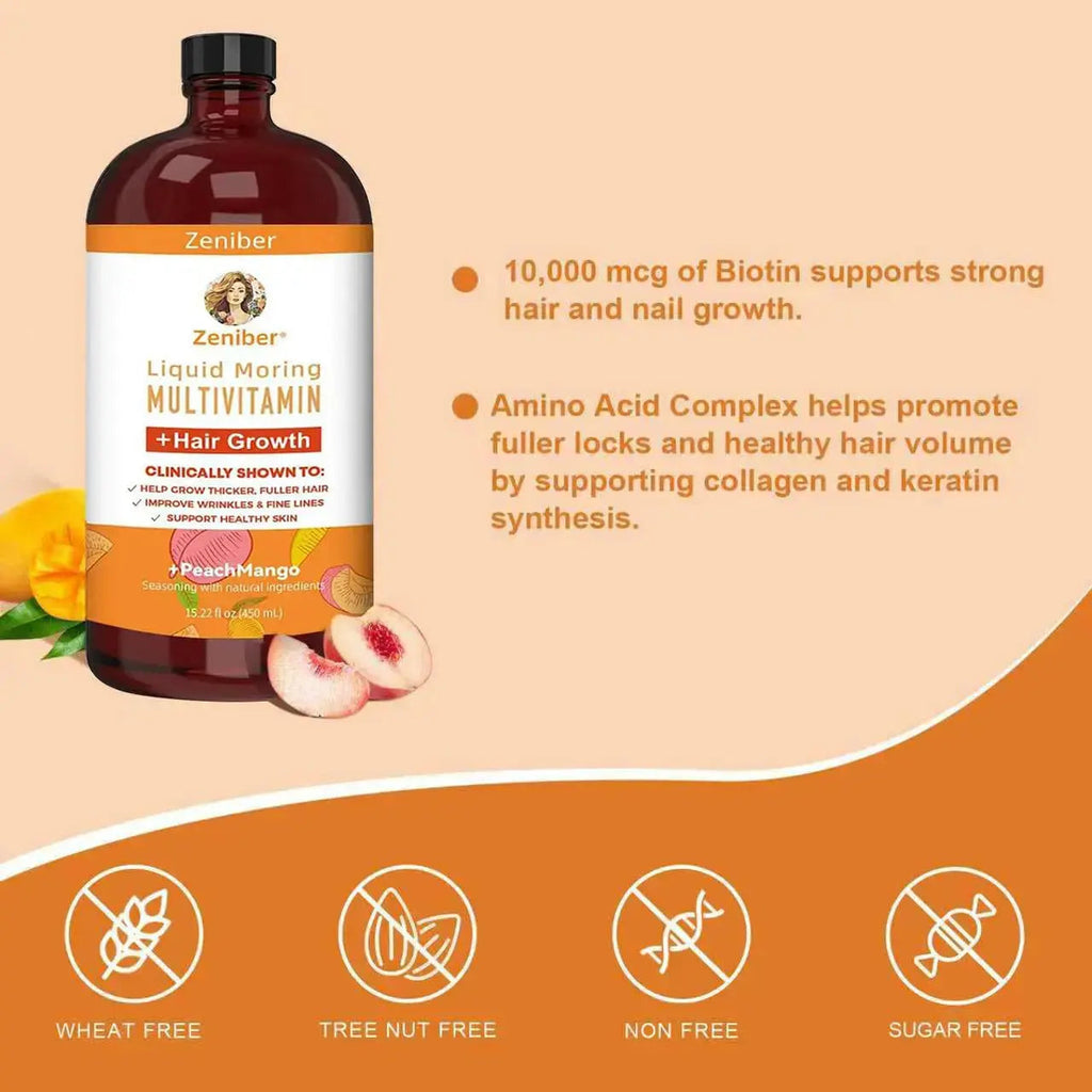 Zeniber MaayRuth Multivitamins Hair Growth| Liquid Multivitamin for Hair Growth | Biotin 10000mcg | Hair & Skin Support Supplement | Zeniber Au supplements