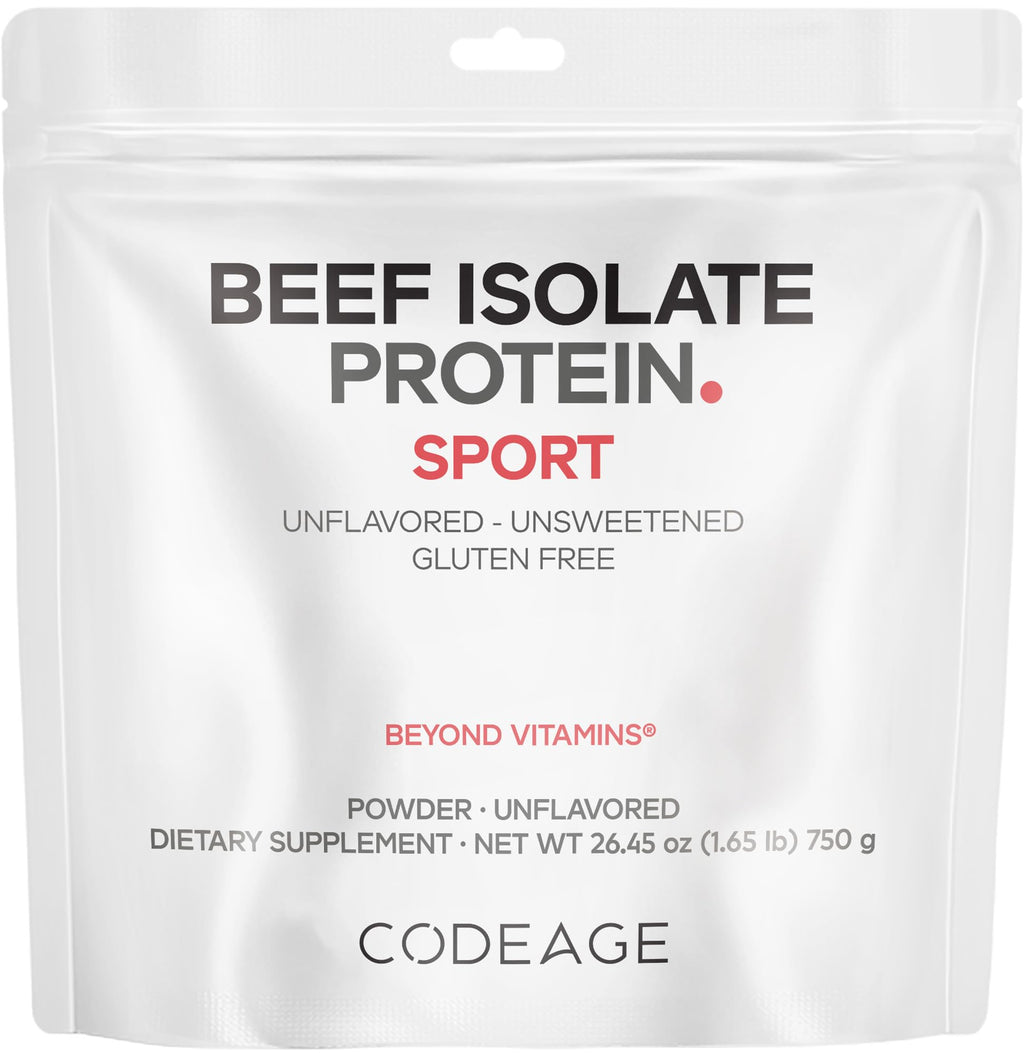Codeage Grass-Fed Beef Isolate Protein Powder Supplement - 20 Amino Acids, Collagen-Rich - Athletes & Sports - Unflavored Carnivore Protein Supplement, BCAA & EAA - Gluten-Free - 26.45 oz Codeage Au supplements