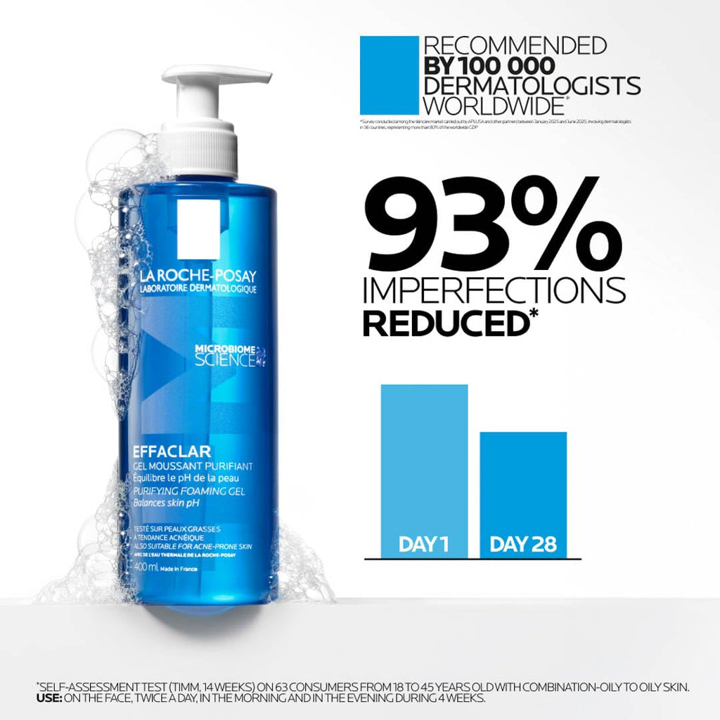 La Roche-Posay Effaclar Purifying Foaming Gel Cleanser for Oily Skin, With Zinc Pidolate To Remove Excess Oil & Shine