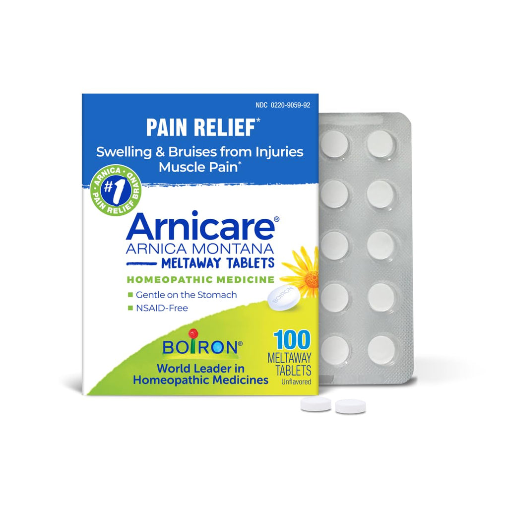 Boiron Arnicare Tablets - 100 Count for Pain Relief from Muscle Pain, Joint Soreness, Swelling from Injury or Bruises - Arnica Meltaway Tabs Boiron Au supplements