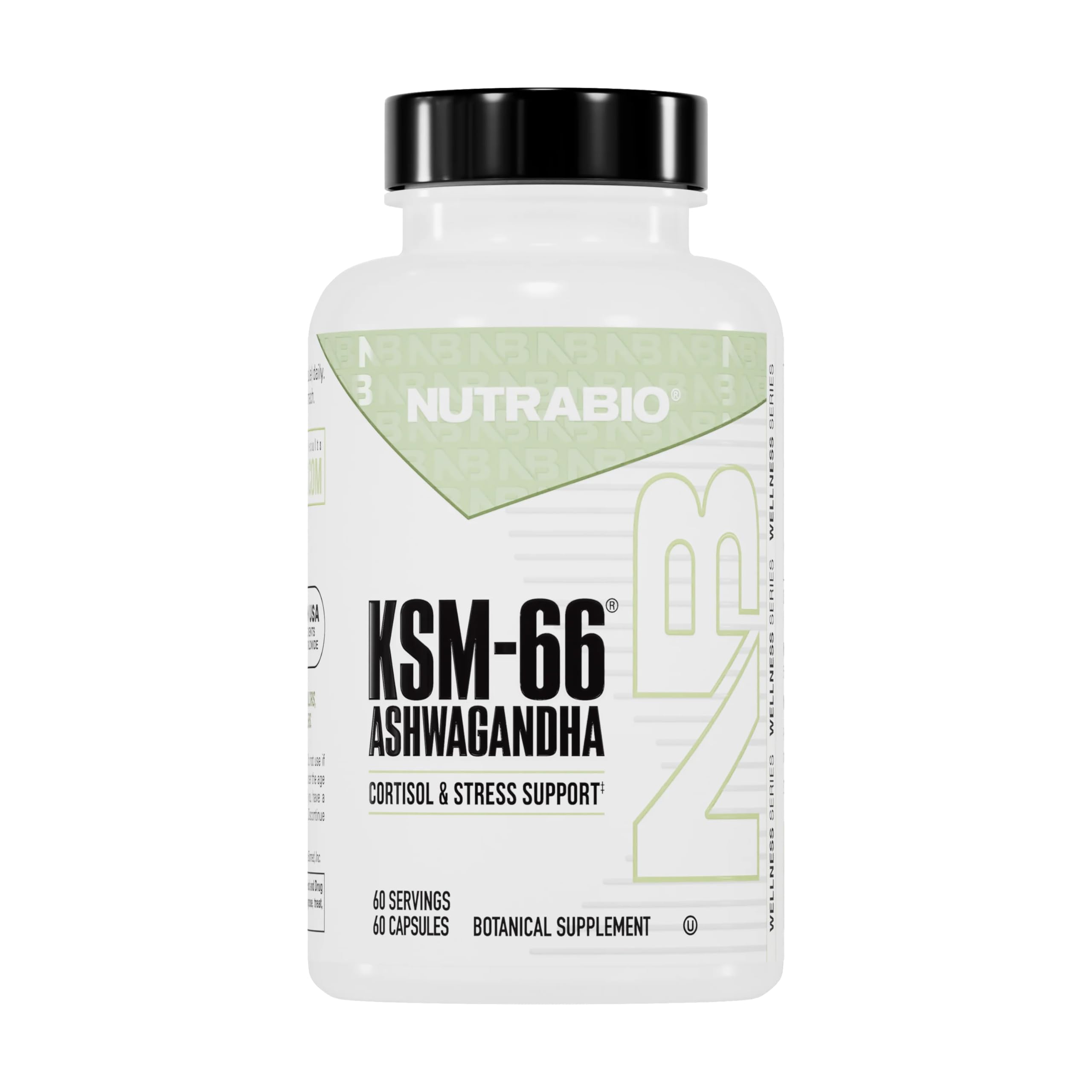NutraBio Ashwagandha KSM-66 | Ashwagandha Herbal Supplement for Stress, Mood, & Performance | 600 MG of Clinically Studied KSM66 60 Capsules NutraBio Au supplements