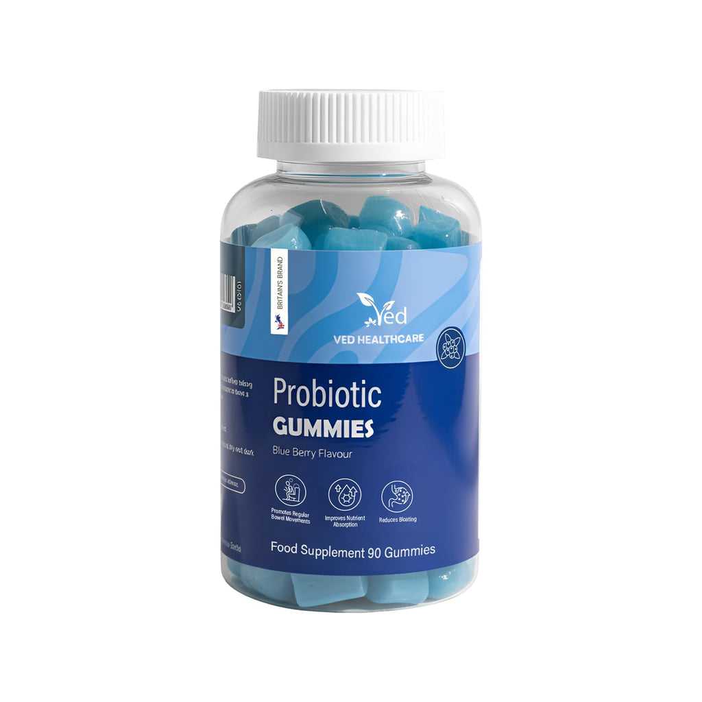 Vegan Probiotic Gummies with Prebiotics, Blueberry Flavour, 2 Gummies Daily (90 Count), 45 Days Supply, Non-GMO, Gluten Free,