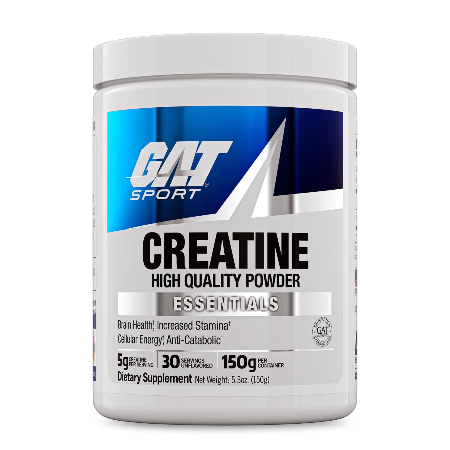 GAT SPORT Creatine Monohydrate Powder, 150 Grams, Strength, Brain Health, GLP1 Support Anti-oxidant, Endurance, for Men & Women, 1 Month Supply, Unflavored (30 Servings) GAT SPORT Au supplements