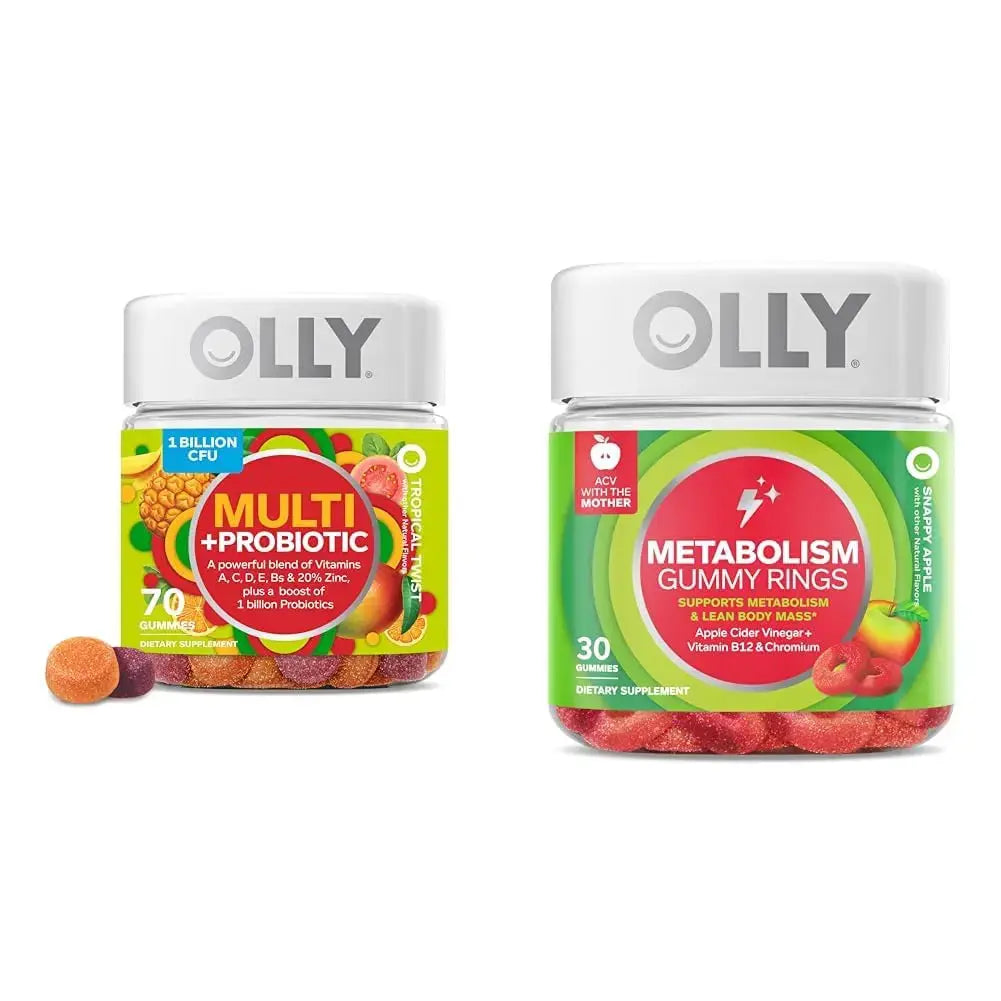 OLLY Multi + Probiotic Adult Multivitamin Gummy, 1 Billion CFUs, Digestive and Immune Support & Metabolism Gummy Rings, Apple Cider Vinegar, Vitamin B12, Chromium, Energy and Digestive Health OLLY Au supplements