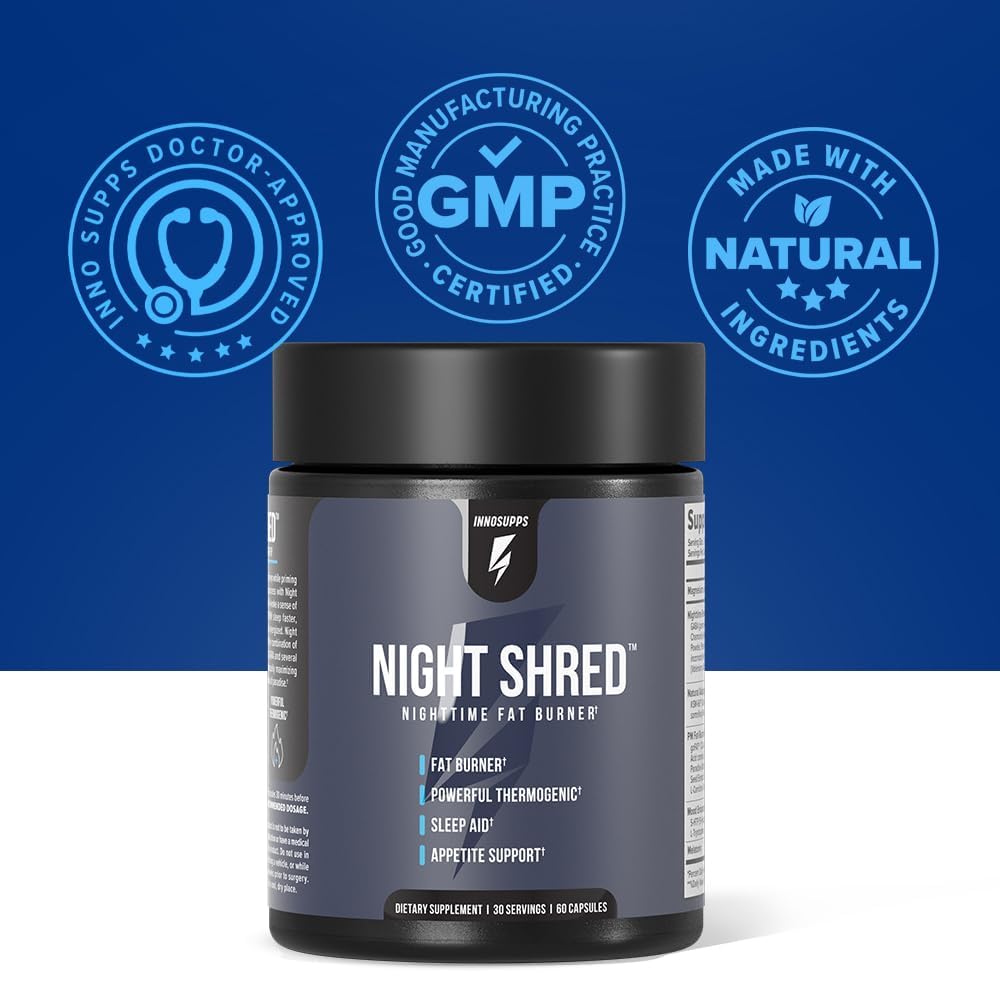 InnoSupps Night Shred Fat and Natural Sleep Support | Ashwaganda, 5-HTP, CLA, Melatonin | Appetite Suppressant