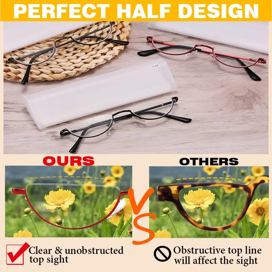 Yiwaeye 3 Pack Half Moon Reading Glasses Anti Blue Light UV, Half Frame Semi Lens Slim Yiwaeye Au supplements