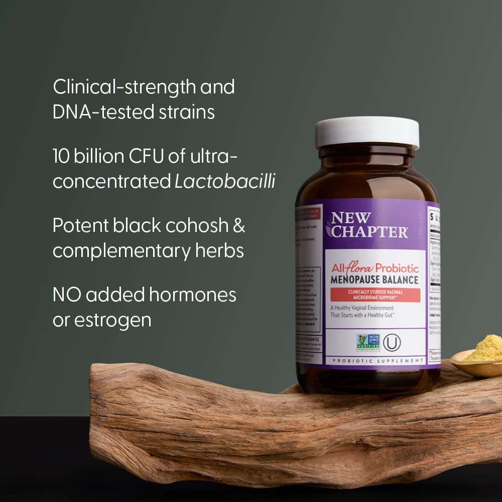 New Chapter All-Flora Probiotic Menopause Balance, Ultra-Concentrated Probiotics for Women with Black Cohosh for Menopause Hot Flashes, 100% Vegan, 30 Vegan Capsules New Chapter Au supplements