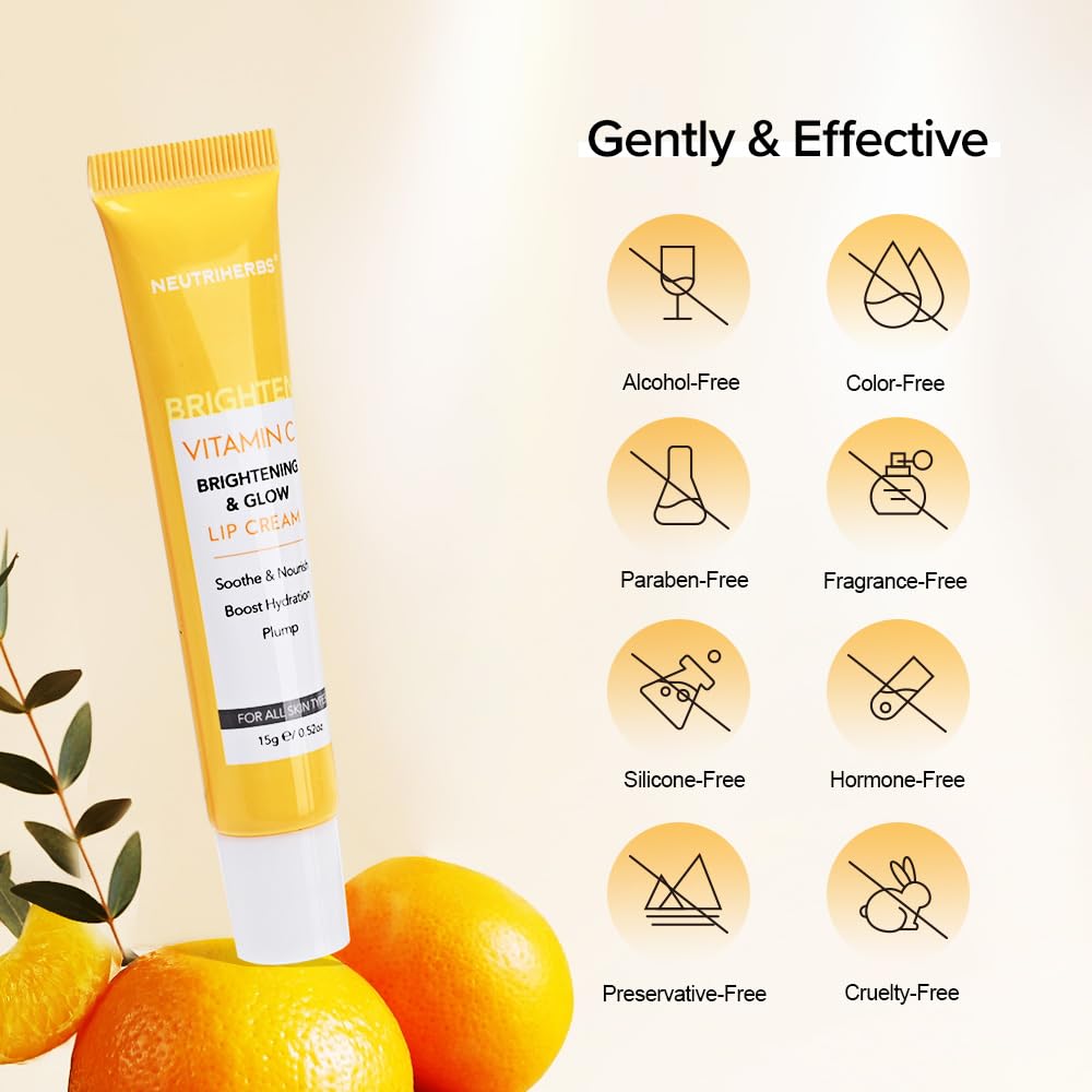 NEUTRIHERBS Lip Cream, Vitamin C Lip Balm to Nourish and Soothes Dry, Cracked Lips