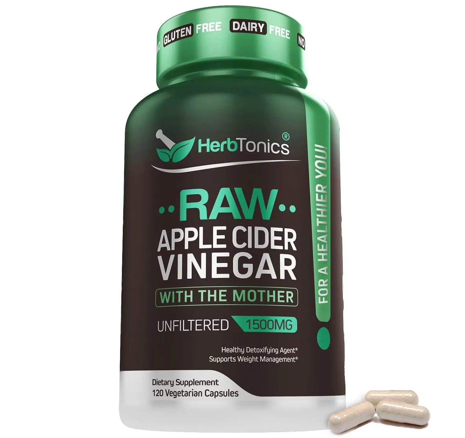 Herbtonics Raw Apple Cider Vinegar Capsules, 1500mg Detox Support (Packaging May Vary), 90 Caps Herbtonics Au supplements