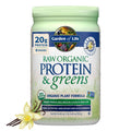 Garden of Life Raw Protein & Greens Vanilla Protein Powder – 20g Plant Based Greens Powder, Probiotics & Enzymes, Post-Workout Recovery, Vegan, Gluten-Free, Non-GMO, 20 Servings