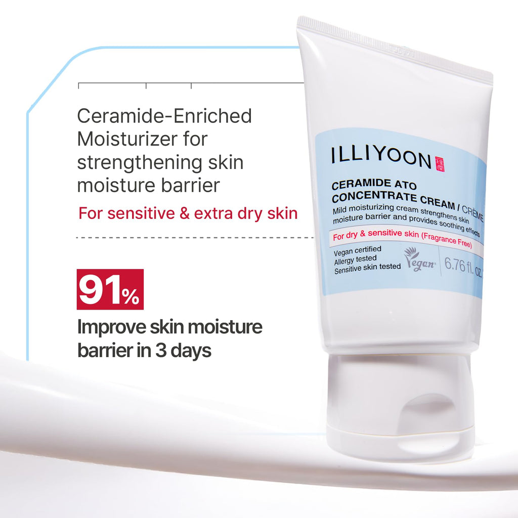 Illiyoon Ceramide Ato Concentrate Cream | Moisturizer for Dry & Sensitive Skin, 100hr Lasting Hydration
