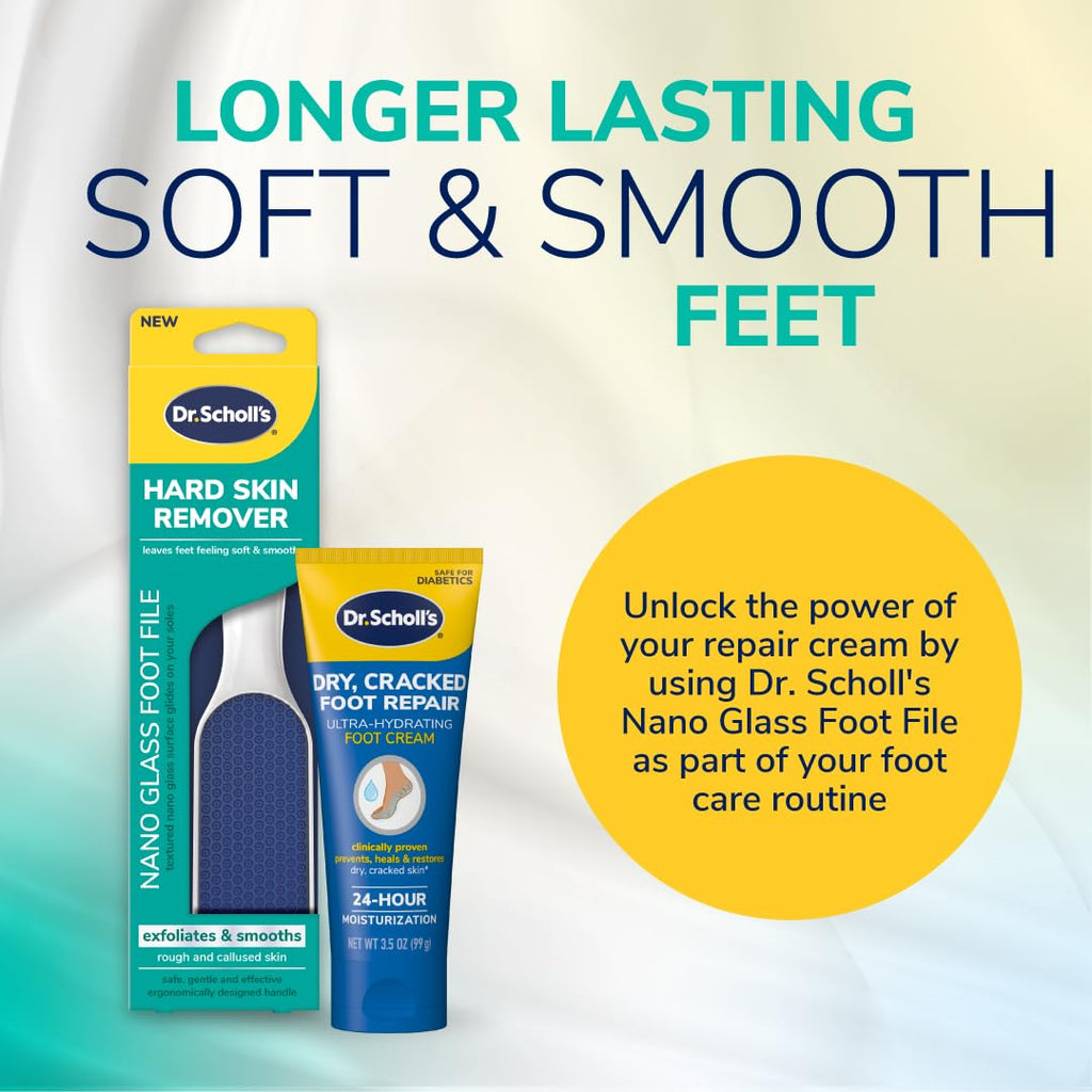 Dr. Scholl's Hard Skin Remover Nano Glass Foot File - Foot Callus Remover, Durable Foot Scrubber