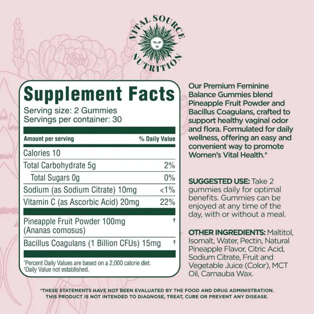 Vital Source Nutrition - Premium Feminine Balance Gummies - for Women’s Health & Wellness - Immune Support Vital Source Nutrition Au supplements