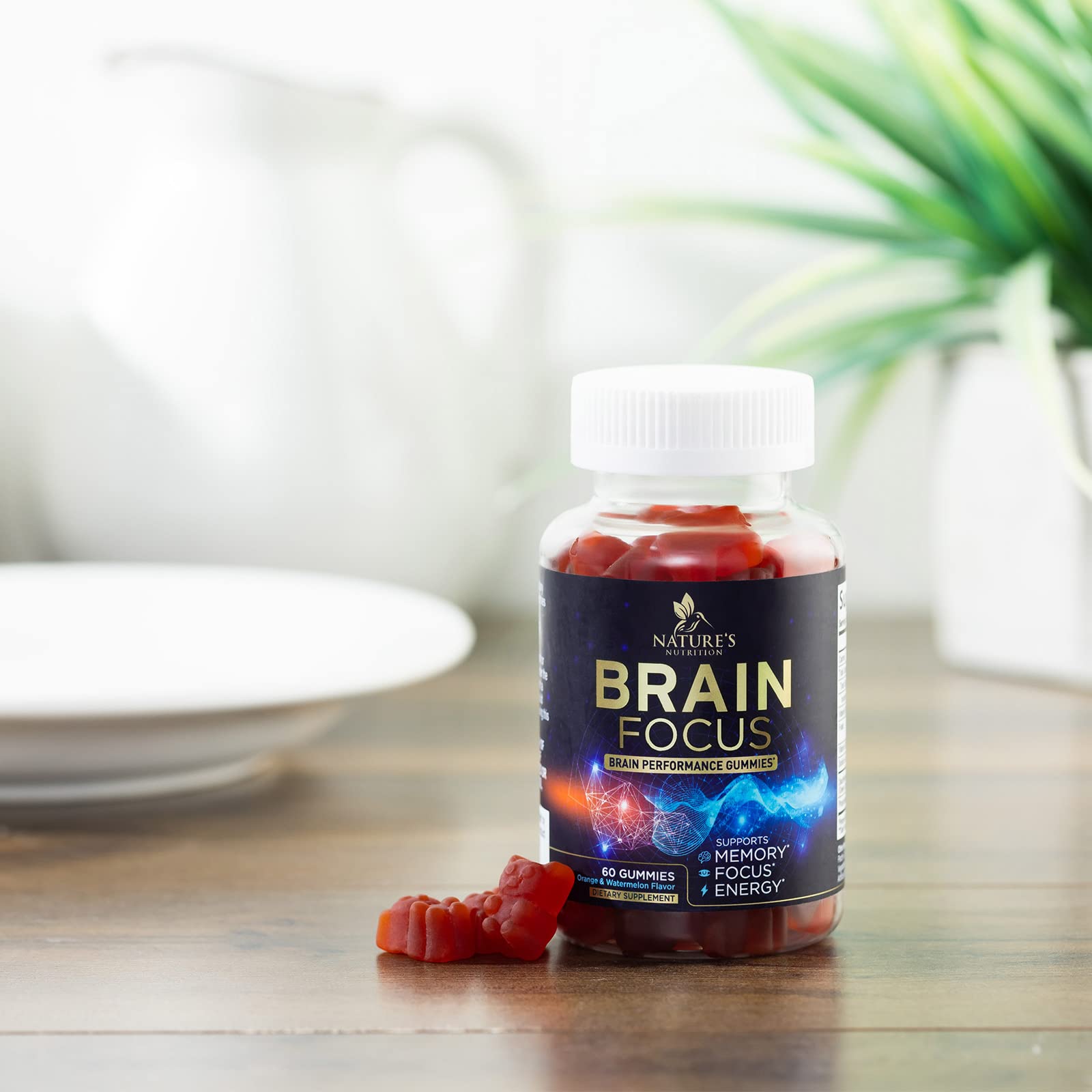 Brain Supplements for Memory and Focus with Phosphatidylserine, Nootropic Memory Supplement Gummy for Brain Health, Concentration, Mental & Cognitive Support, Focus Vitamins with B6 & B12-60 Gummies Nature's Nutrition Au supplements