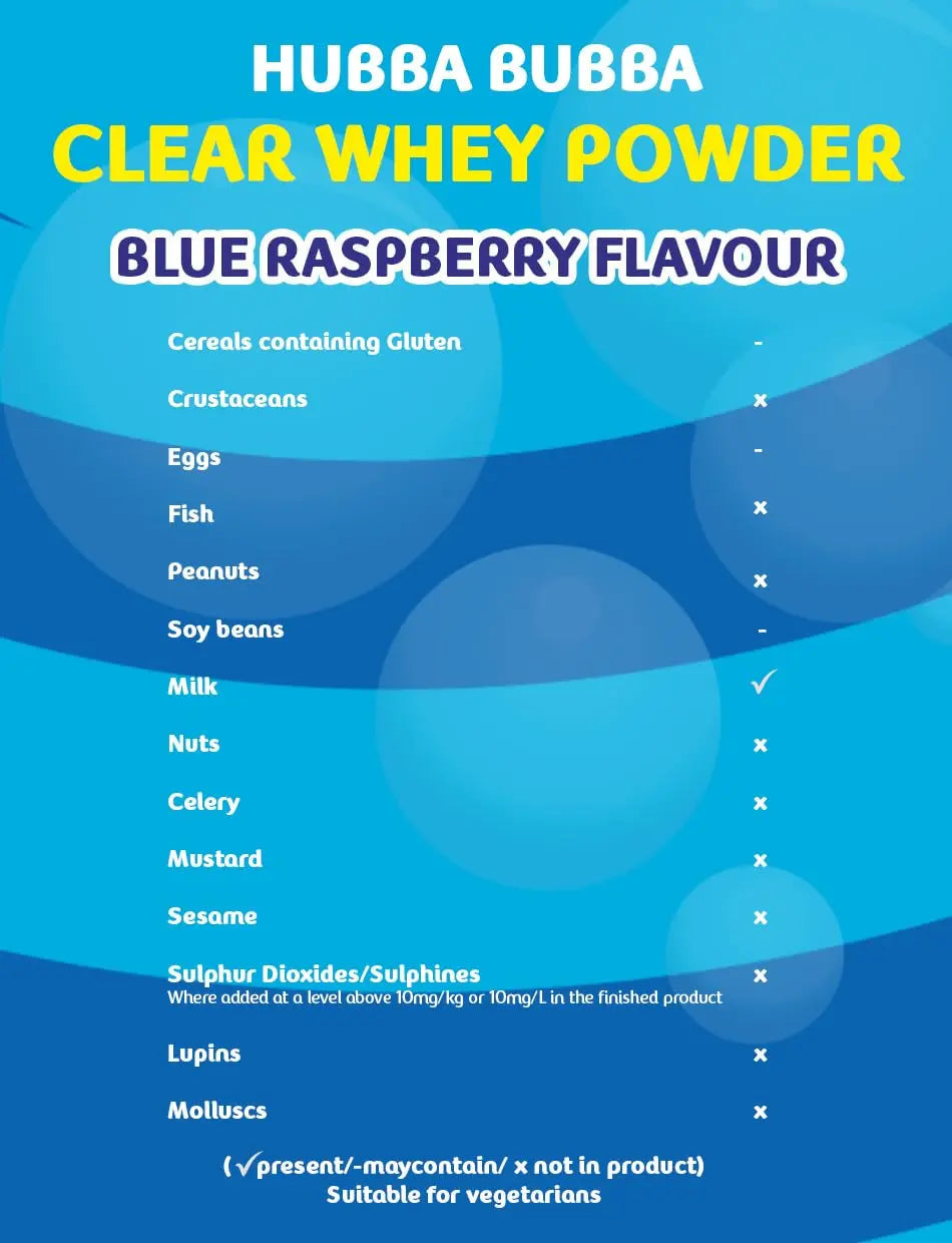 Hubba Bubba Blue Raspberry Clear Whey Isolate, Protein Powder Drink, 405g Pouch Hubba Bubba Au supplements