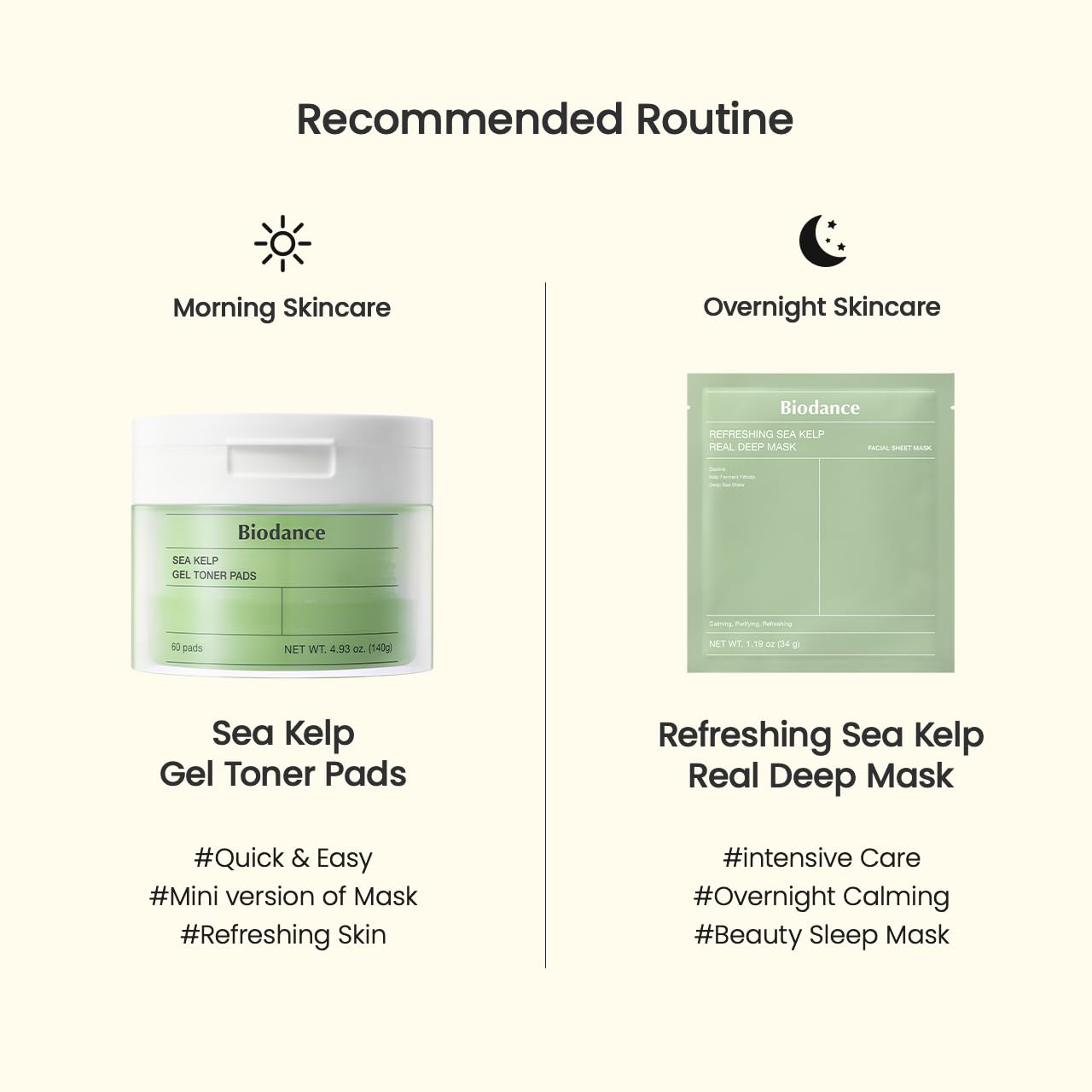 Biodance Sea Kelp Gel Toner Pads, Calming Toner Pads for Sensitive Skin, Oil & Sebum Control, Refreshing Blemish Care