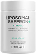 Codeage Liposomal Saffron+ Supplement - Saffron Extract, Magnesium, L-Theanine, Cardamom, BioPerine - 3-Month Supply - Kesar Spice, Liposomal Delivery - Non-GMO - 90 Capsules Codeage Au supplements
