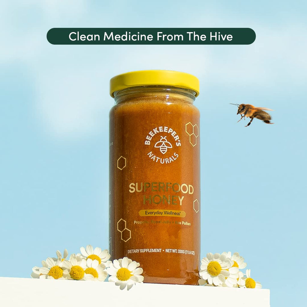 Superfood Honey by Beekeeper's Naturals - Bee Pollen, Royal Jelly, Propolis, Honey - Natural Energy, Immune Support