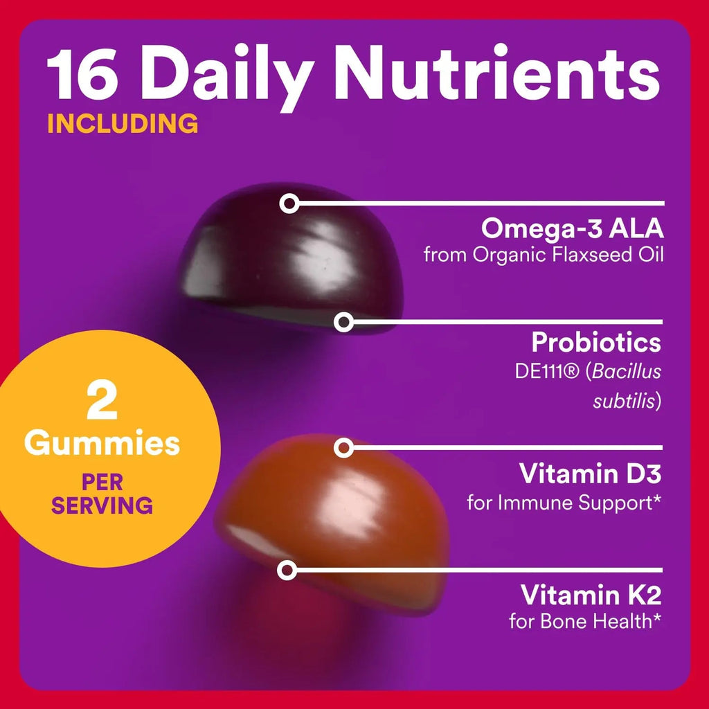 SmartyPants Organic Toddler Multivitamin Gummies: Probiotics, Omega 3 (ALA), Vitamin D3, C, Vitamin B12, B6, A, K & Zinc, Beta Carotene, Gluten Free SmartyPants Au supplements
