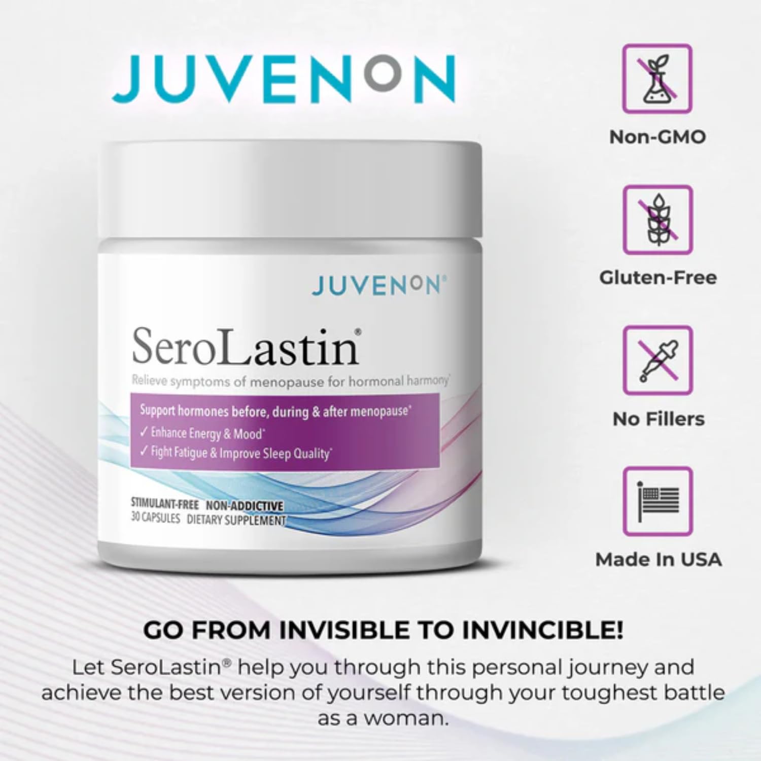 Juvenon Menopause Supplements for Women Mood Support, Hot Flashes Relief, Peri-Menopausal Support, Hormone Balance, Promote Calm, Energy, Clarity, Sleep, Natural Herbal Supplement, (30 Capsules) Juvenon Au supplements