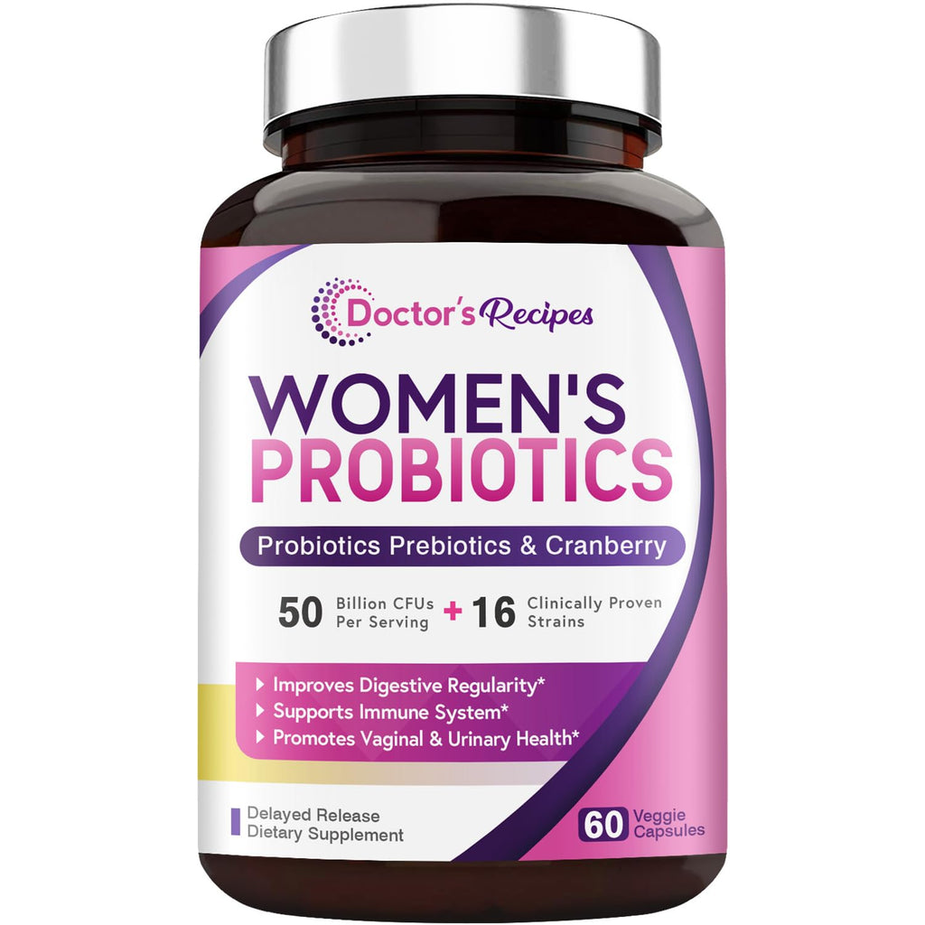 Doctor's Recipes Women’s Probiotic, 60 Caps 50 Billion CFU 16 Strains, with Organic Doctor's Recipes Au supplements