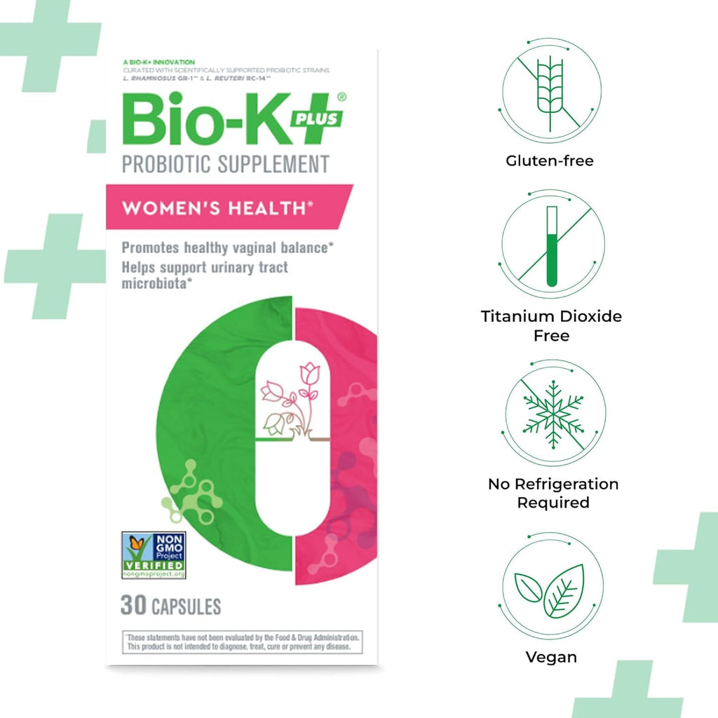 Bio-K+ Probiotic for Women support for Vaginal & Urinary Tract Health, Probiotic Supplement with 2 Billion CFU 2 Strains, Vegan, Shelf-Stable – 30 Capsules Bio-K Plus Au supplements