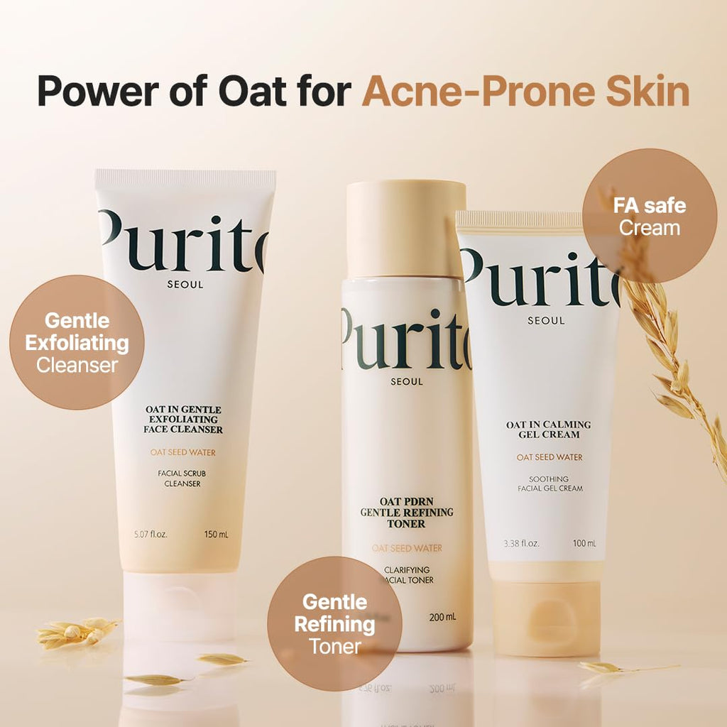 PURITO Oat In Calming Gel Cream, Non-Comedogenic, 77% Oat Seed Water Lightweight Water-Gel Face Moisturizer