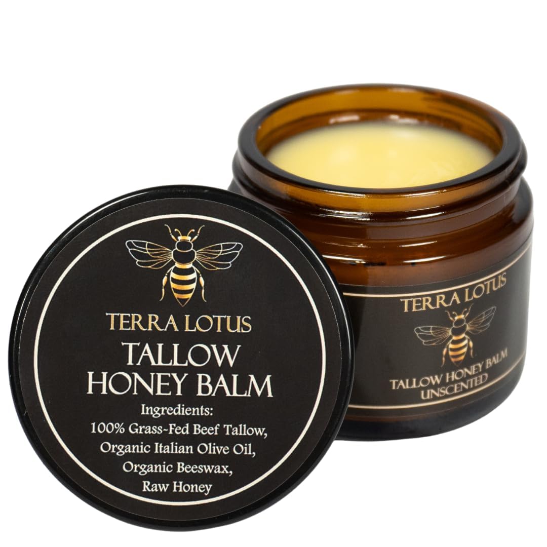 Terra Lotus - Organic Grass-Fed Beef Tallow Balm with Raw Honey - Moisturizing Cream