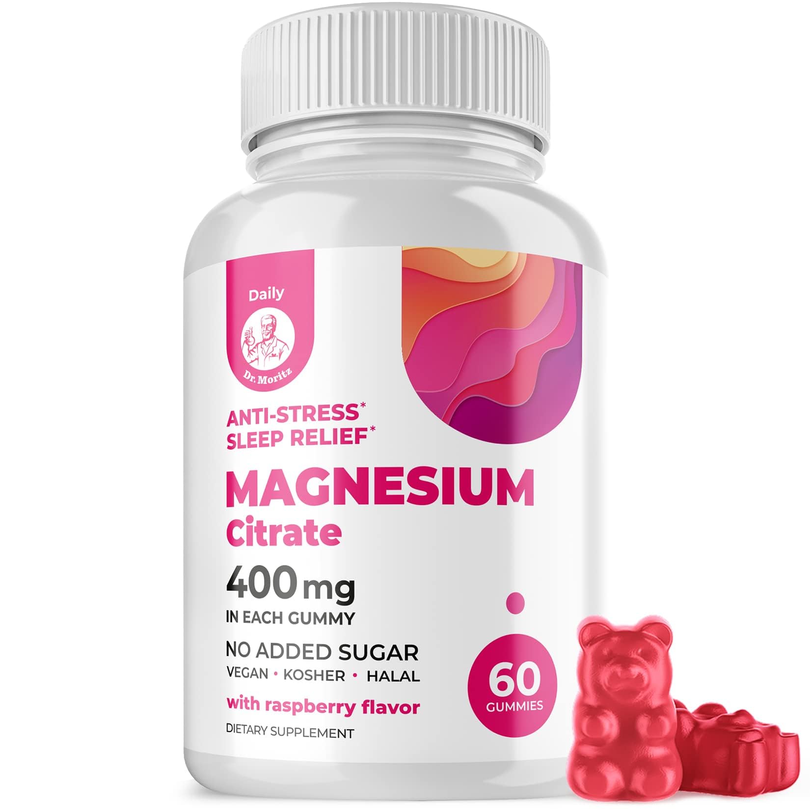 DR. MORITZ Magnesium Citrate Gummies Sugar-Free - Calm Magnesium Gummies Supplement for Children, Sugar -Supports Cardiovascular Health