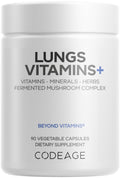 Codeage Lungs Vitamins, A, C, D, E, B6, Milk Thistle Lung Supplement, Zinc & Magnesium, Cordyceps, Reishi, Chaga, Poria, Tylophora, Ginger, Peppermint Leaf Organic Herb Cleanse - Non-GMO - 90 Capsules Codeage Au supplements