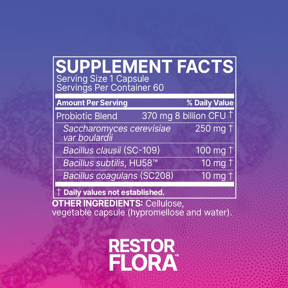 Microbiome Labs Restorflora Probiotics for Digestive Health - Gut Health Supplements with Dual Action Probiotics for Women & Men